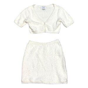 SABO Australia Designer Fuzzy Cute White Matching Set Skirt & Top Womens XS